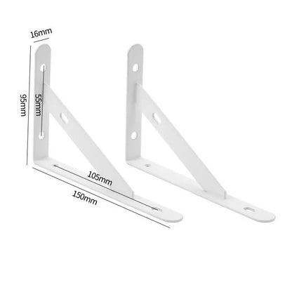 2Pcs Wall Mount Joint Angle Without Screws Tripod Brack Shelf Floating Shelf Heavy Duty Black/White Steel For Decorative