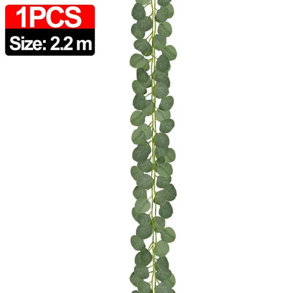 2.2M Artificial Eucalyptus Garland – Green Eucalyptus Vine Plant for Wedding Arch, Wall & Home Garden Decoration