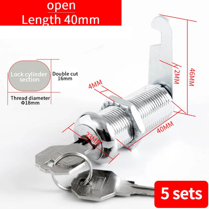 Cabinet Cam Lock Set Two-Sided Keyed Alike 16MM-30MM Cylinder Cam Locks for Mailbox File Drawer Compartment