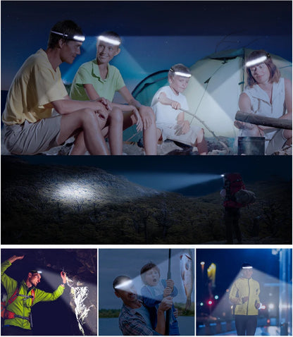 Powerful Portable COB Headlamp USB Rechargeable Red and White Light Work Light Outdoor Camping Fishing Night Running Headlight