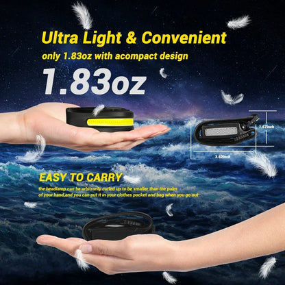 Portable LED Sensor Headlamp USB Rechargeable Built-in Battery