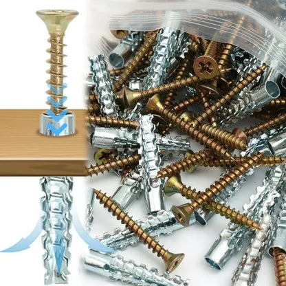 Heavy Duty Steel Wall Anchor with Screws Kit Metal Tube Expansion Self Tapping Screw Drywall Drilling Plug Fastener Bolt Anchors