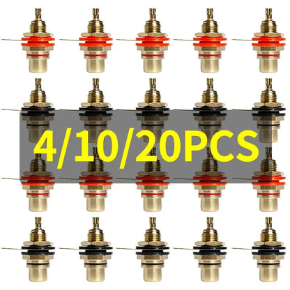 RCA Plug and Jack Set Brass Gold Plated Audio Connectors for Preamp DIY Projects Home Theater Sound Systems