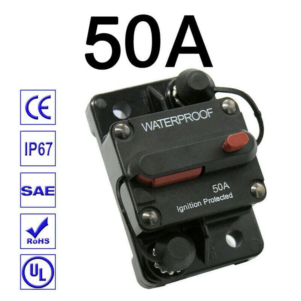 Color Black Manual Reset Fuse Sealed And Waterproof M6 Connection Studs Manual Reset Switch Protective Rubber Cap