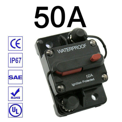 Color Black Manual Reset Fuse Sealed And Waterproof M6 Connection Studs Manual Reset Switch Protective Rubber Cap