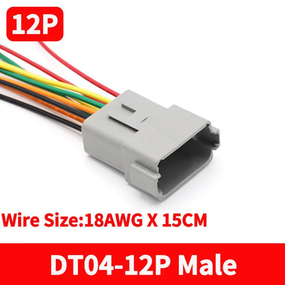 Deutsch DT 12-Pin Waterproof Connector Set DT04-12P DT06-12S 16-22AWG Male Female