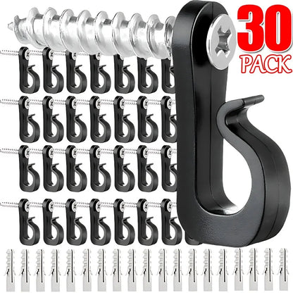30/1Pcs Q Hanger Hooks for String Lights Hanging Multi-Purpose Plant Cabinet Ceiling Hook with Screw Home Holder Outdoor Supply