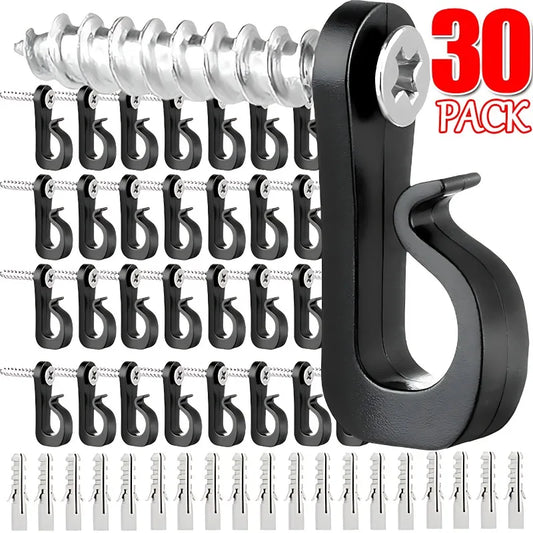 30/1Pcs Q Hanger Hooks for String Lights Hanging Multi-Purpose Plant Cabinet Ceiling Hook with Screw Home Holder Outdoor Supply