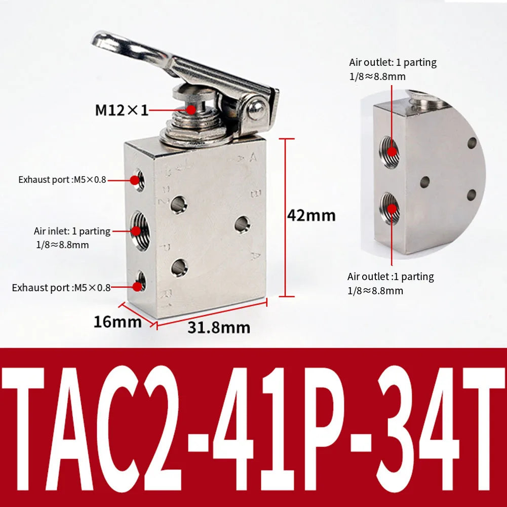 TAC2-41P+34T Pneumatic Valve 2 Position 3Way Mechanical Valve With 6mm Connector Pneumatic Switch Valve For Automatic Equipment