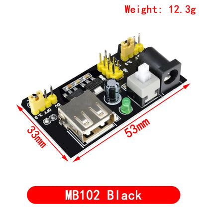 3.3V/5V MB102 Breadboard Power Module with 400-Point Solderless Prototype Breadboard and Flexible Jumper Wires Kit