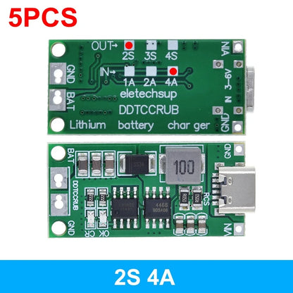 18650 Lithium Battery Charger Module 2S 3S 4S USB Type-C 8.4V 12.6V 16.8V Boost Board