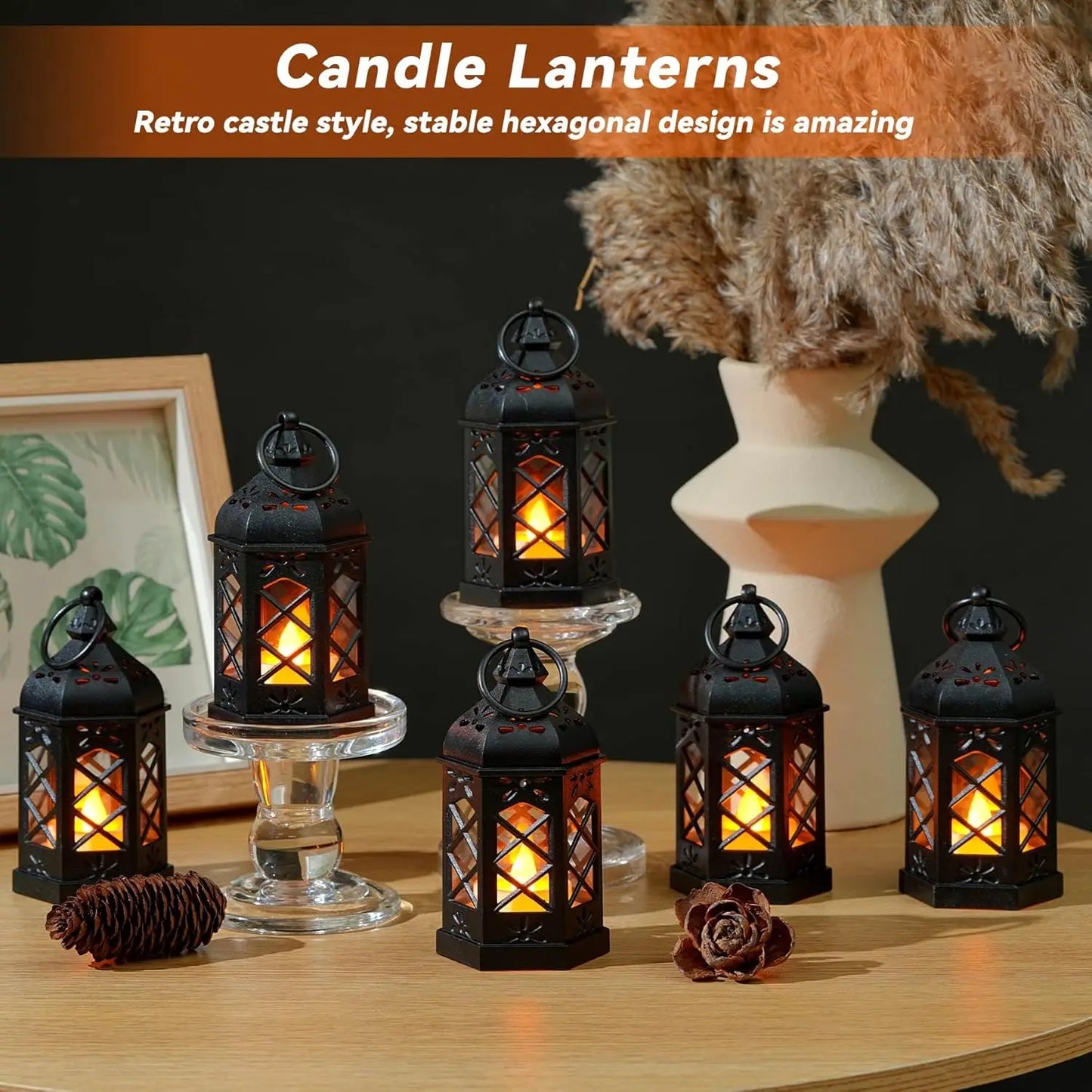Led Electronic Candle Light Hexagonal Wind Light Portable Handheld Small Lantern Small Night Light Decorative Ornament