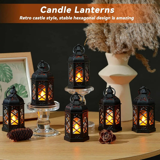 Led Electronic Candle Light Hexagonal Wind Light Portable Handheld Small Lantern Small Night Light Decorative Ornament