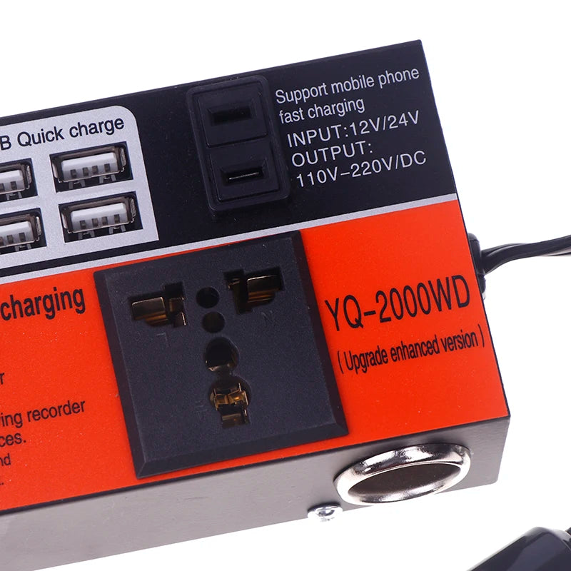 New Car Inverter Car Power Inverter 2000W  DC 12V/24V To DC 110V/220V Converter Trip 4 USB Overload Protection