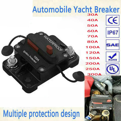 Color Black Manual Reset Fuse Sealed And Waterproof M6 Connection Studs Manual Reset Switch Protective Rubber Cap