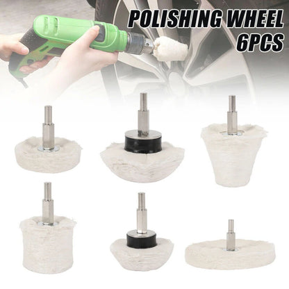6PCS Stainless Steel Polishing Wheel Set | Cloth + Steel Polisher for Metal, Jewelry, Glass, Aluminum, Ceramic, Wood