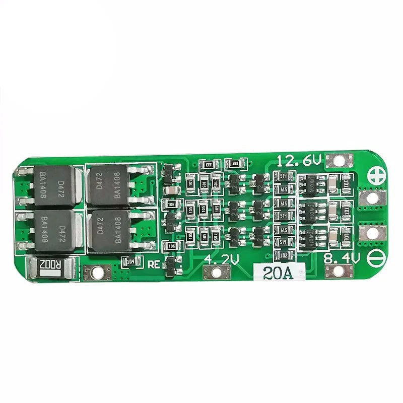 3S 12.6V 20A Li-ion Battery Charger BMS Protection Board for 18650 Cells and Drill Motors