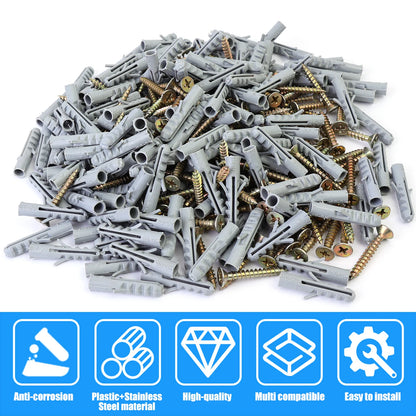 Plastic Expansion Tube Wall Anchors Fasteners Self-tapping Screw Pipe Drilling Plug Concrete Wall Plug Anchor Fasteners Bolt Kit