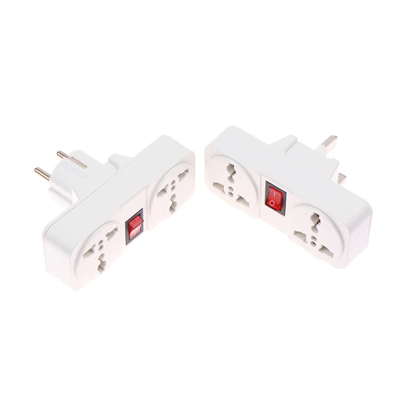 UK/EU Plug Adapter with Switch Universal Extension Socket 10A 250V