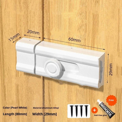 No Punching Door Lock Buckle Anti-Theft Latch Adhesive Hardware