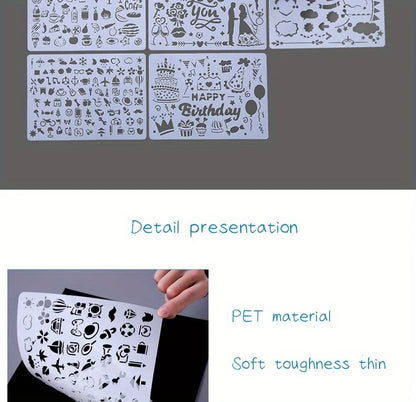 A4 5pcs/set  DIY Painting Template Wall Stencil Airbrush Scrapbook Coloring Embossing Album Diary Christmas Drawing Copy Templat