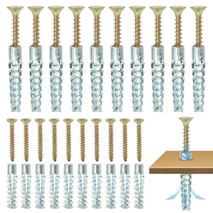 Heavy Duty Steel Wall Anchor with Screws Kit Metal Tube Expansion Self Tapping Screw Drywall Drilling Plug Fastener Bolt Anchors