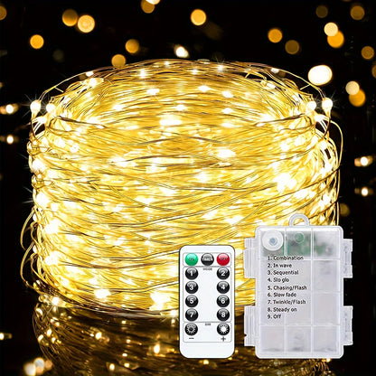 Christmas Party Wedding Decoration Remote Control Waterproof Battery Operated Fairy Lights 5/10/20/30 Meter Copper Wire String