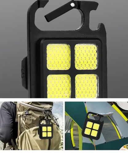 Rechargeable LED Pocket Flashlight Folding Bracket Keychain Light
