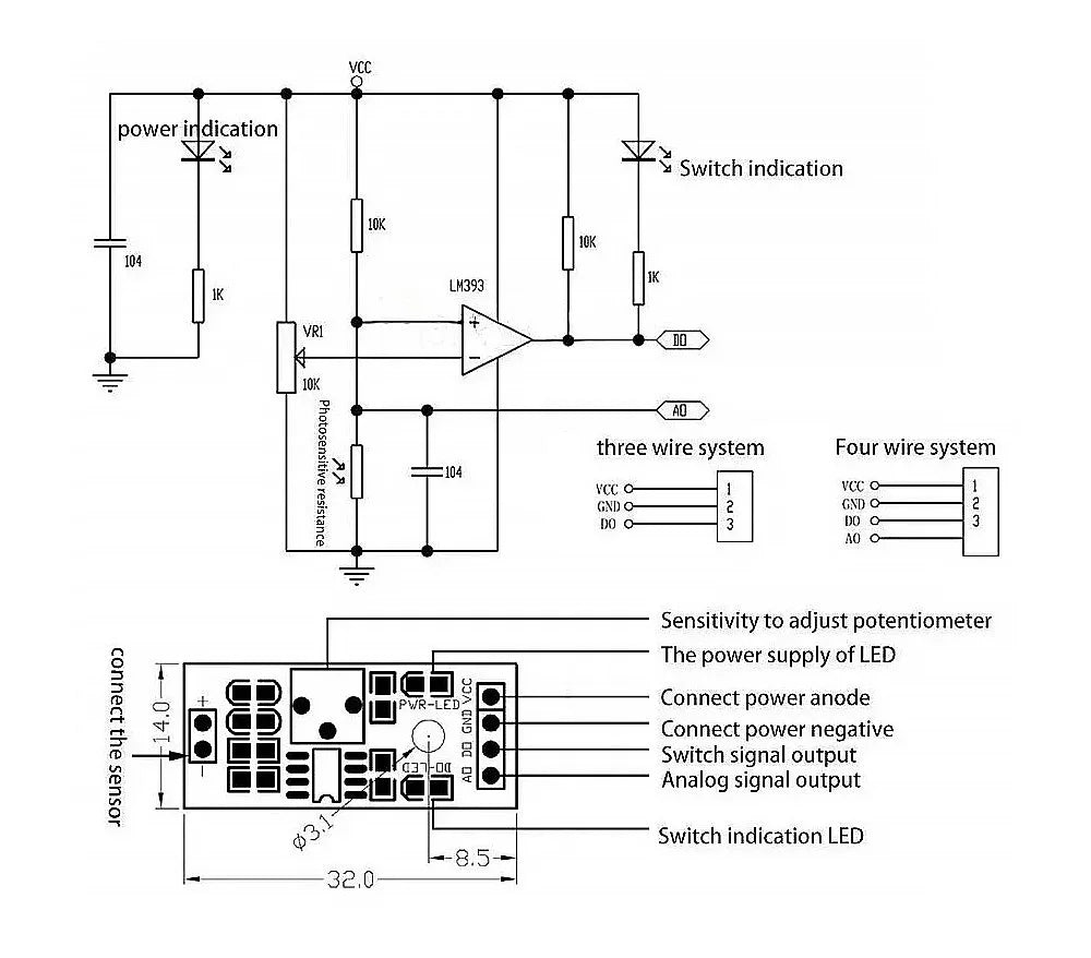 Photosensitive Sensor Module 4-Pin 3.3-5V Photoresistor Light Detection Module for Arduino