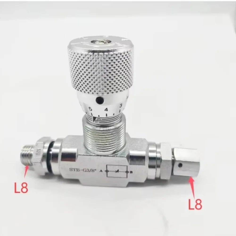 Two Way Throttle Valve with 08L Connector for Hydraulic and Pneumatic Circuits Carbon Steel Construction with NPT Female Thread