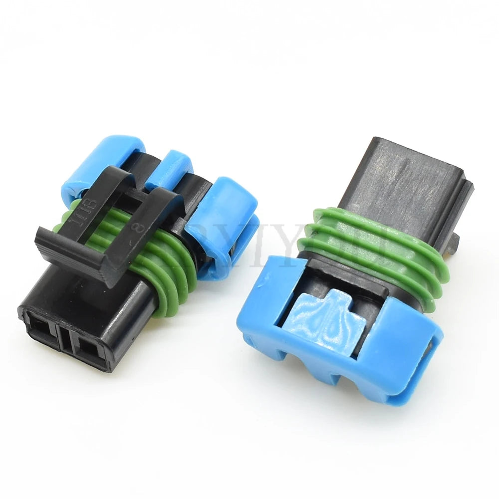 2 Pin Automotive Waterproof Sensor and Fan Connector Plug Male Female Compatible with 15300002 15300027 for GM Vehicles