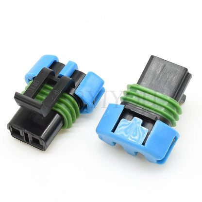 2 Pin Automotive Waterproof Sensor and Fan Connector Plug Male Female Compatible with 15300002 15300027 for GM Vehicles