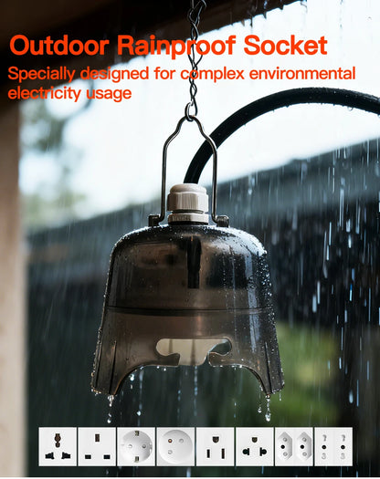 Outdoor Waterproof Electrical Socket Box Weatherproof Rainproof Power Outlet with Protective Cover for Garden Patio