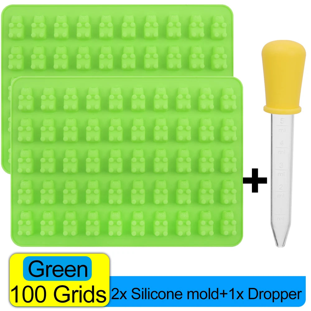 100/50x Candy Silicone Chocolate Mold Baking Supplies DIY Fudge Chocolate Candy Making Molds Gummy Bear Mold With Dropper Pastry