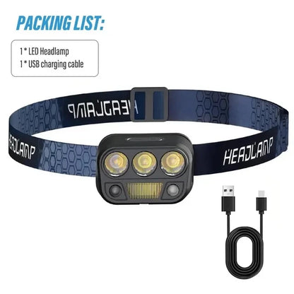 Multi-light Source Headlamp Red Light Portable LED Head Lamps Rechargeable Headlight Built-in Battery Display Waterproof Lamp