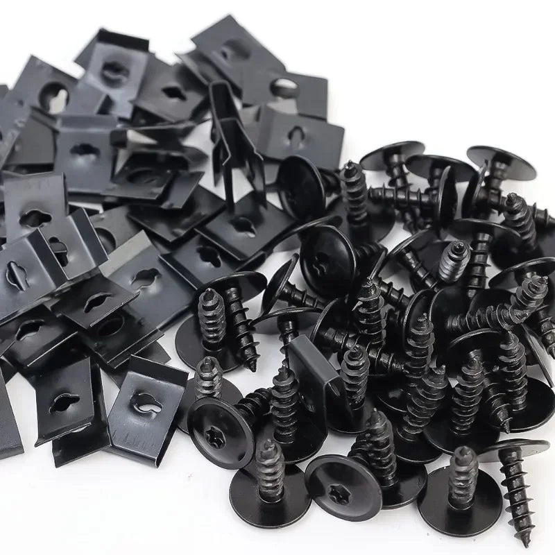 Auto Metal U-Shaped Spacers &amp; Self-Tapping Screws Kit — Car &amp; Motorcycle Body Panel Modification Accessories