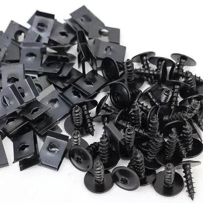 Auto Metal U-Shaped Spacers &amp; Self-Tapping Screws Kit — Car &amp; Motorcycle Body Panel Modification Accessories