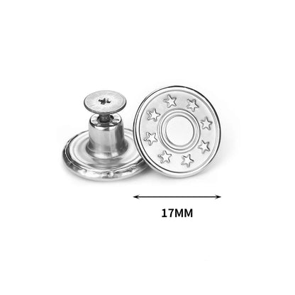 Jeans Buttons Replacement Kit — 17mm No-Sew Nailless Removable Metal Button Repair Set 10pcs