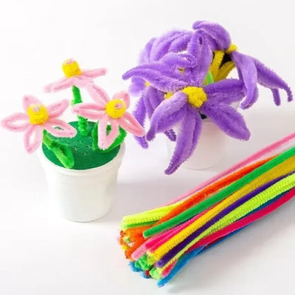 Wholesale Colorful Chenille Stems Pipe Cleaners Plush Tinsel Stem Wired Sticks Twist Stick Hair Strip DIY Craft Educational Toys