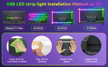 USB LED Strip Light RGB 2835 SMD Flexible Tape with Remote 1-5M Backlight