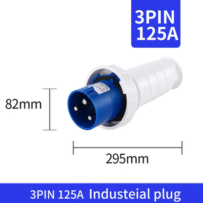 Industrial IP67 Plug 3/4/5 Pin 125A Waterproof Dustproof Socket Male and Female Wall Mounted Panel Concealed Conductor 380V 415V