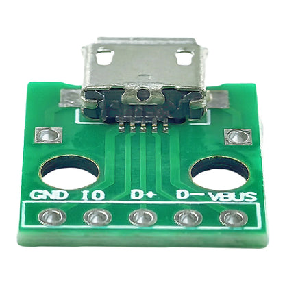 Micro USB to DIP Adapter 5-Pin Female Connector PCB Converter for Breadboard and DIY Electronics