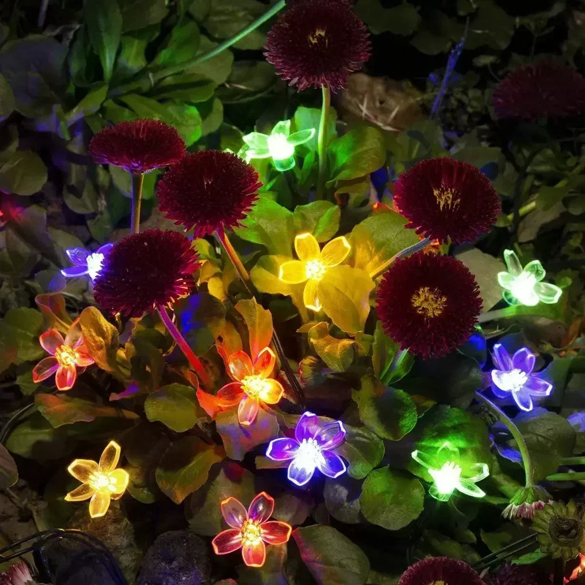 Solar Sakura Fairy String Lights, 5/7/12/22M Peach Blossom Cherry LED Lamp for Wedding, Party, Garden, Christmas Outdoor Decor