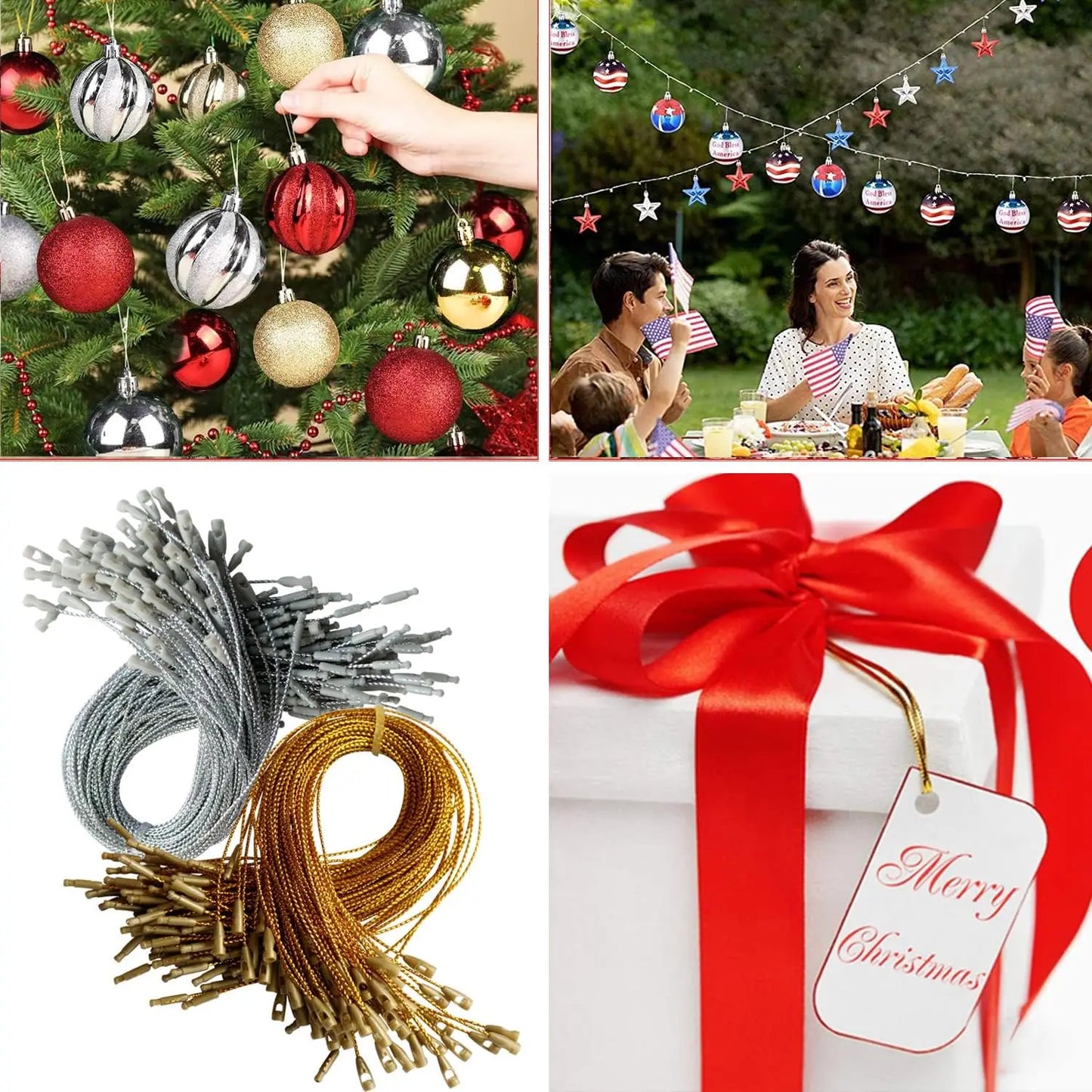 Christmas Tree Ornament Hanger Strings with Snap Locks 20cm