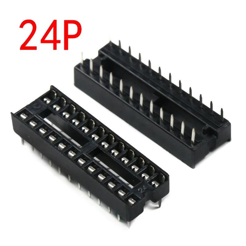 DIP IC Sockets — 6 to 28 Pin Narrow Body, Solder Type, -40°C to 85°C (5-Pack)