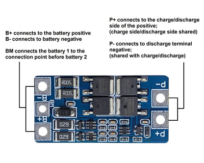 2S 10A Lithium Battery BMS Protection Board 7.4V 8.4V with Overcharge and Balance Function for 18650 Cells