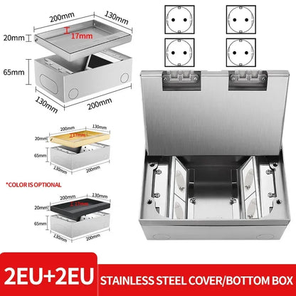 Hidden Inlaid Floor Socket Ultra-thin Design Built-in Multiple Power EU FR UN US AC Power Outlets and USB Charging Port