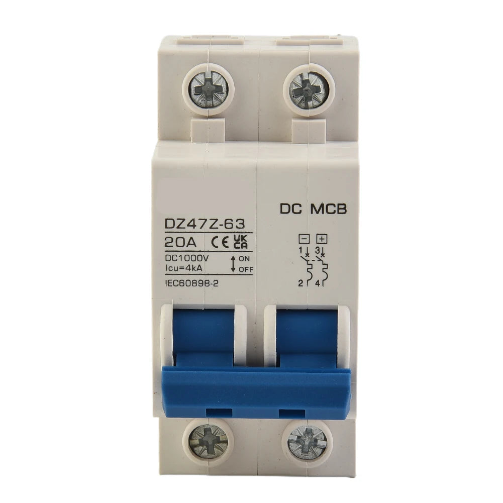 DC Miniature Circuit Breaker 2 Pole 1000V 32 Amp Isolator DC Disconnect Switch Thermomagnetic 10 A-63A 1.42 X 2.95 X 3.15 Inches