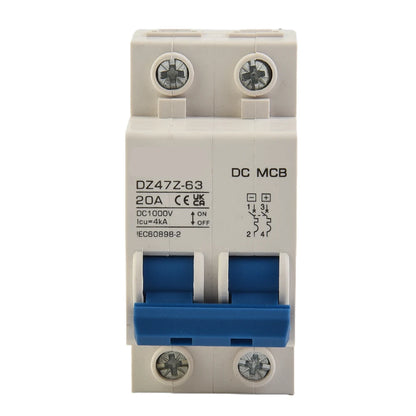 DC Miniature Circuit Breaker 2 Pole 1000V 32 Amp Isolator DC Disconnect Switch Thermomagnetic 10 A-63A 1.42 X 2.95 X 3.15 Inches