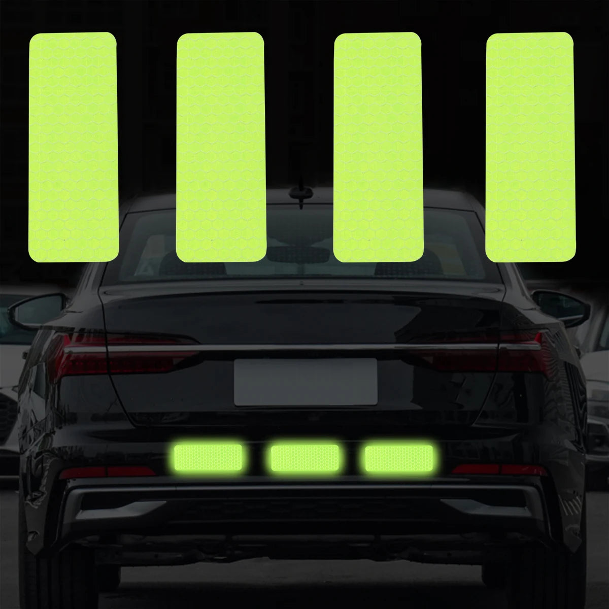 Car Bumper Reflective Safety Strip Stickers – Warning Reflector Tape for Auto Exterior & Interior (10pcs)